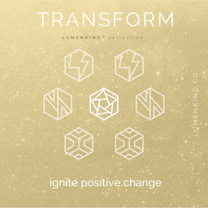 The Transform Collection ignites positive change. It has Transform, Worthy, Strength, and Courage Mindful Marks.