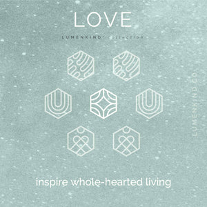 The Love Collection inspires whole-hearted living. It has Love, Forgive, Joy, and Kind Mindful Marks.