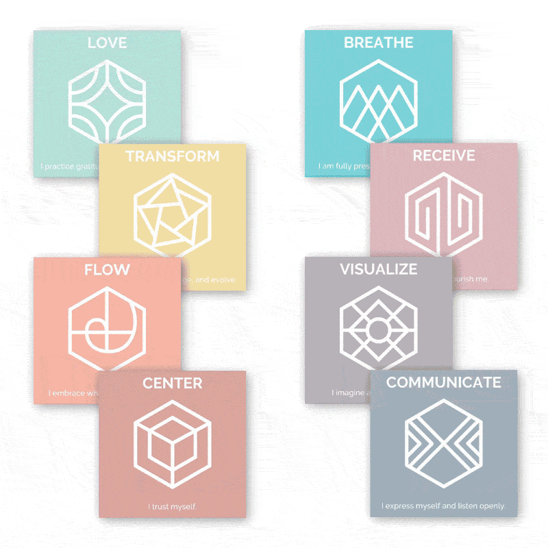 8 Choose deck cards with a suggested intention for each of the Mindful Marks in the Kit.