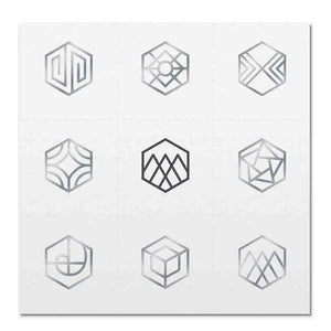 Front side page of platinum Balance mindful marks temporary mindfulness tattoo wearable reminders.