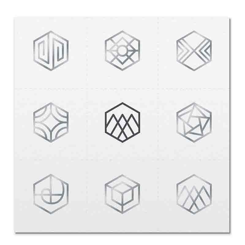 Front side page of platinum Balance mindful marks temporary mindfulness tattoo wearable reminders.