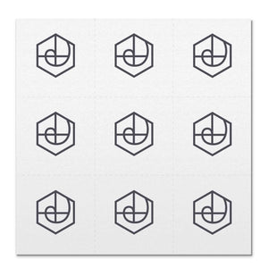Front side page of Flow (charcoal) mindful marks temporary mindfulness tattoo wearable reminders.