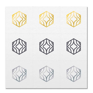 Front side page of Play mindful marks temporary mindfulness tattoo wearable reminders.