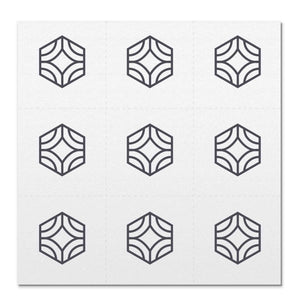 Front side page of Love (charcoal) mindful marks temporary mindfulness tattoo wearable reminders.