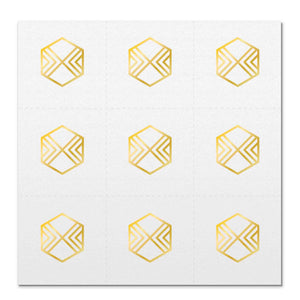 Front side page of Communicate (gold) mindful marks temporary mindfulness tattoo wearable reminders.