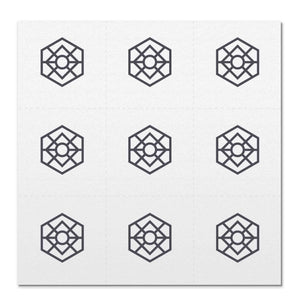 Front side page of Visualize (charcoal) mindful marks temporary mindfulness tattoo wearable reminders.