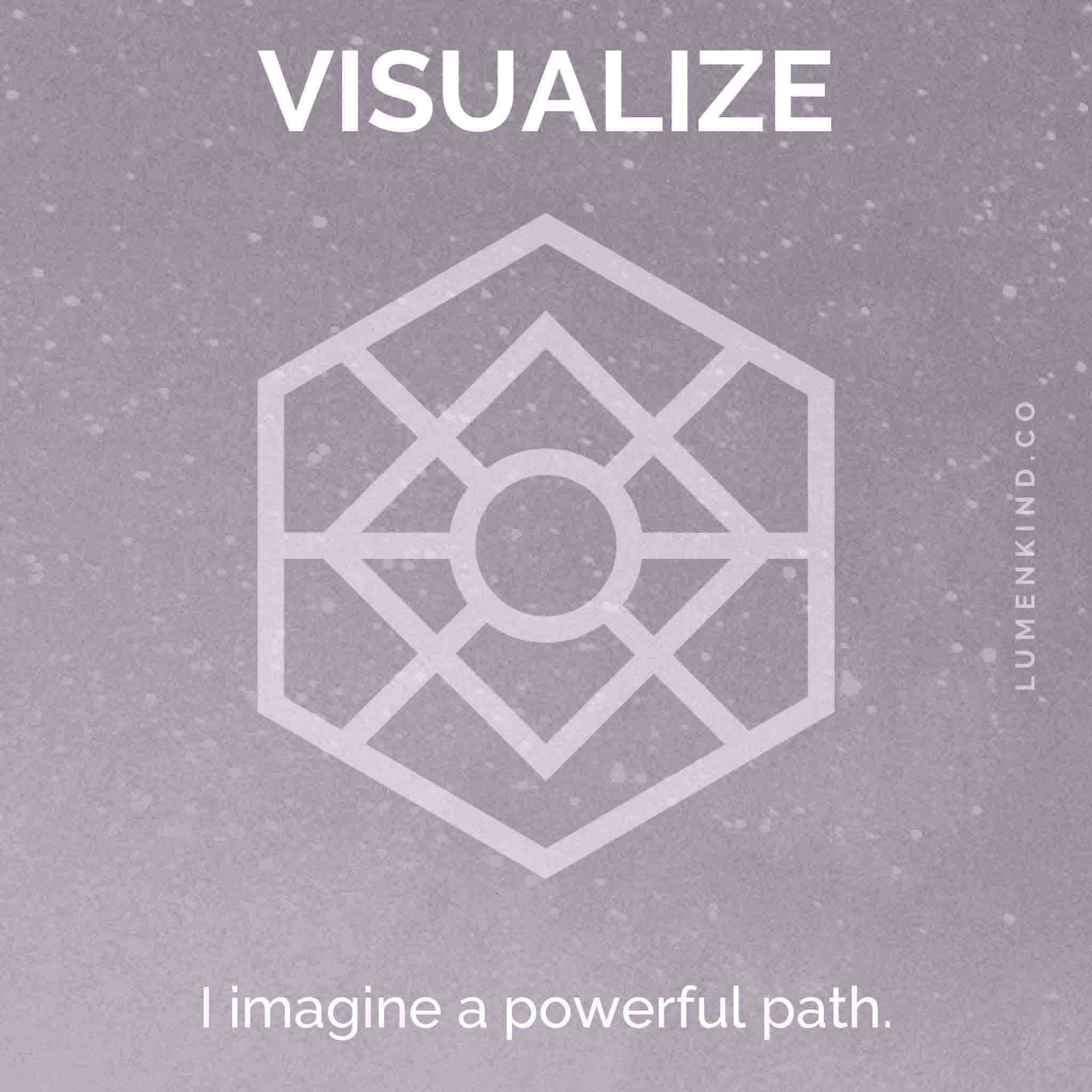 The suggested intention is VISUALIZE. I imagine a powerful path.