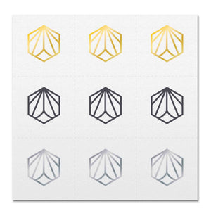 Front side page of Inhale mindful marks temporary mindfulness tattoo wearable reminders.