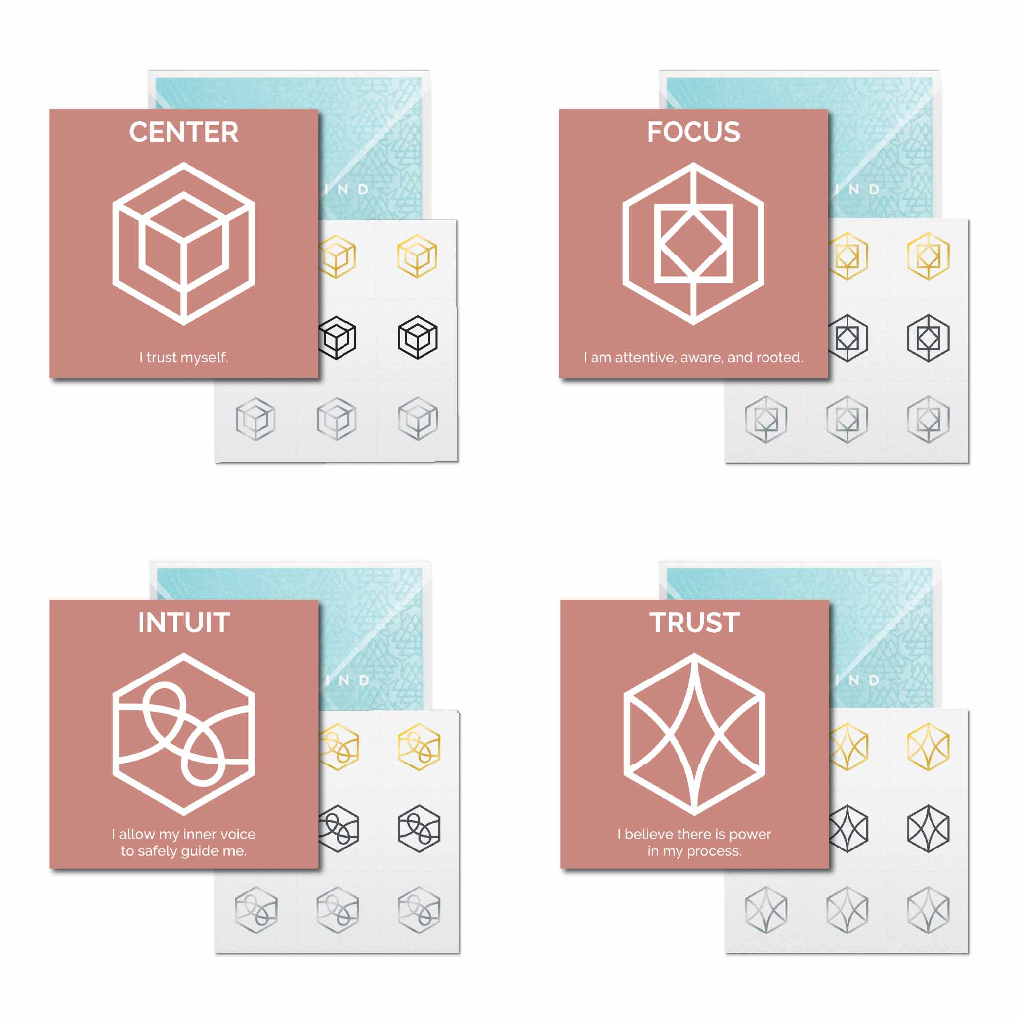 The Center Collection of Mindful Marks includes Center, Focus, Intuit, and Trust.