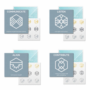 The Communicate Collection of Mindful Marks includes Communicate, Align, Listen, and Contribute.