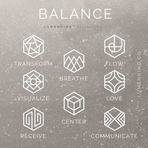 The Balance Collection of Mindful Marks includes Breathe, Center, Flow, Transform, Love, Communicate, Visualize and Receive. 