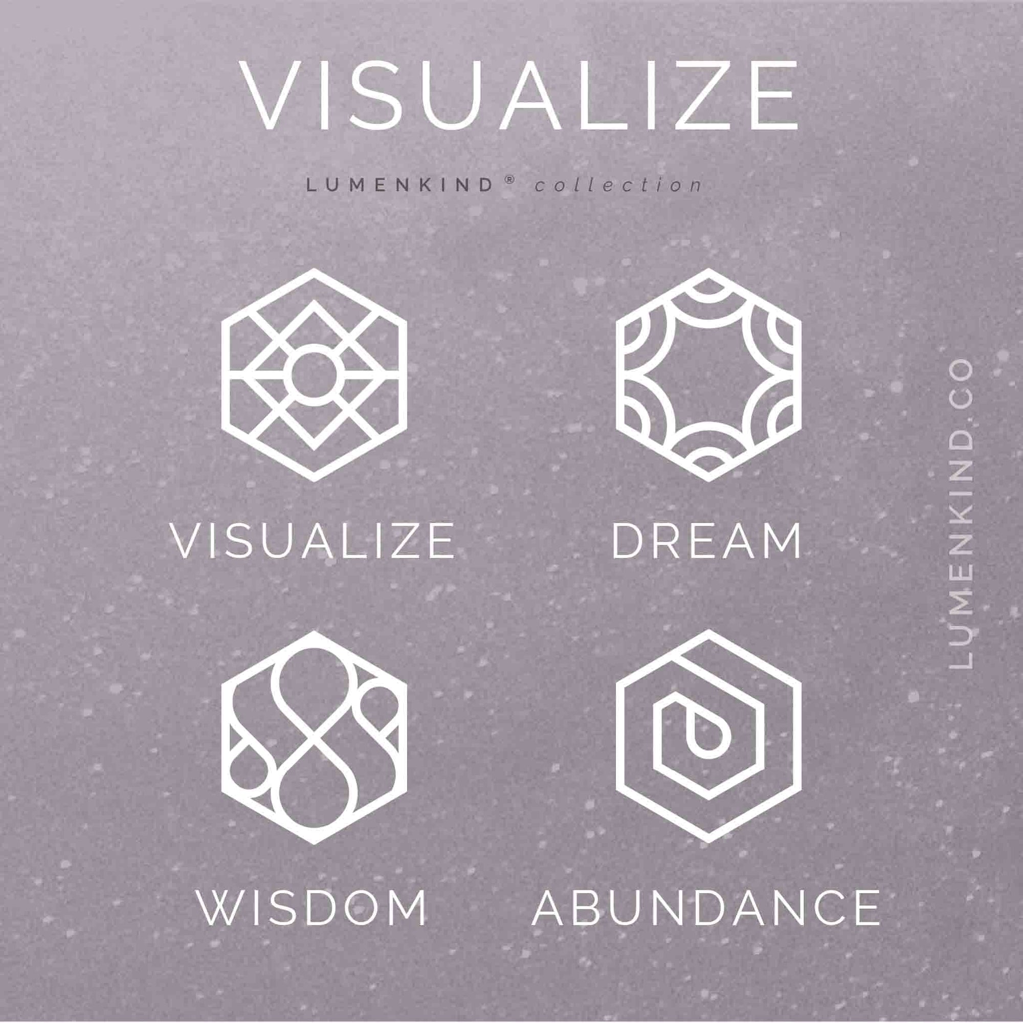 The Visualize Collection of Mindful Marks includes Visualize, Wisdom, Dream, and Abundance.