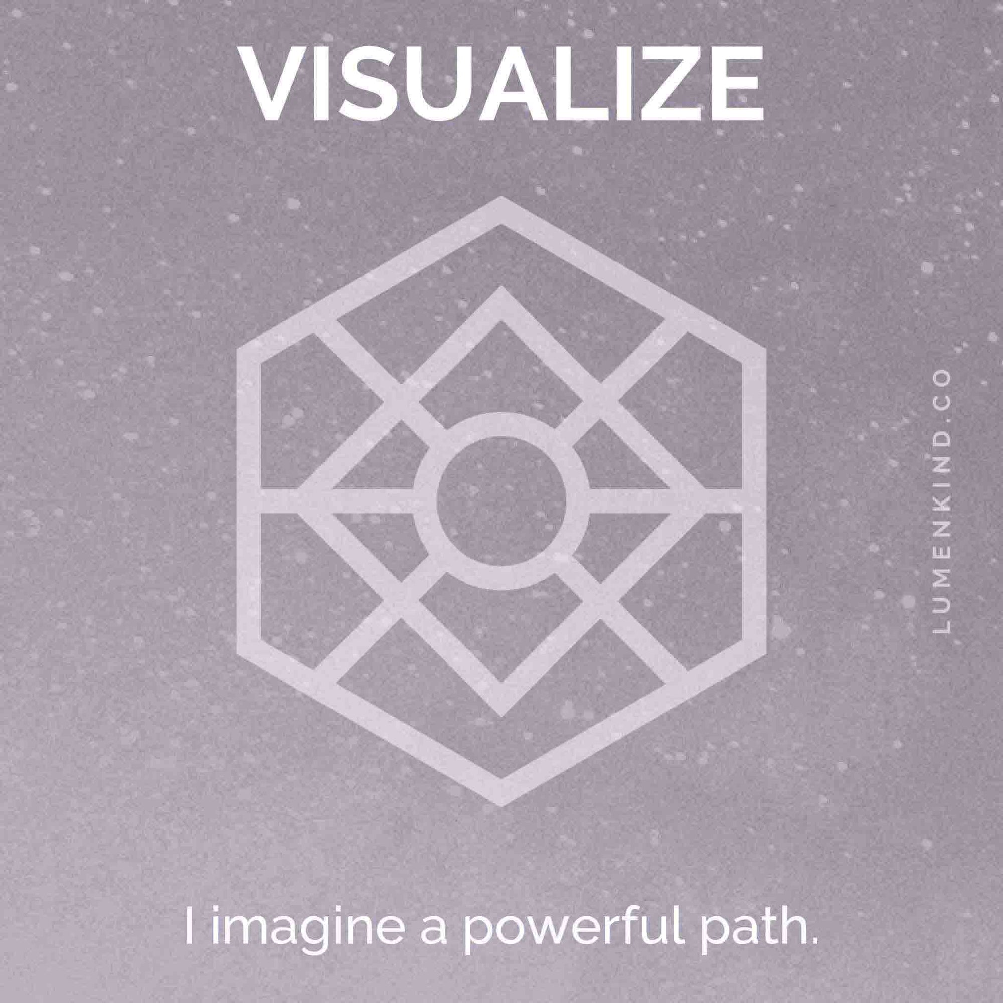 The suggested intention is VISUALIZE. I imagine a powerful path.