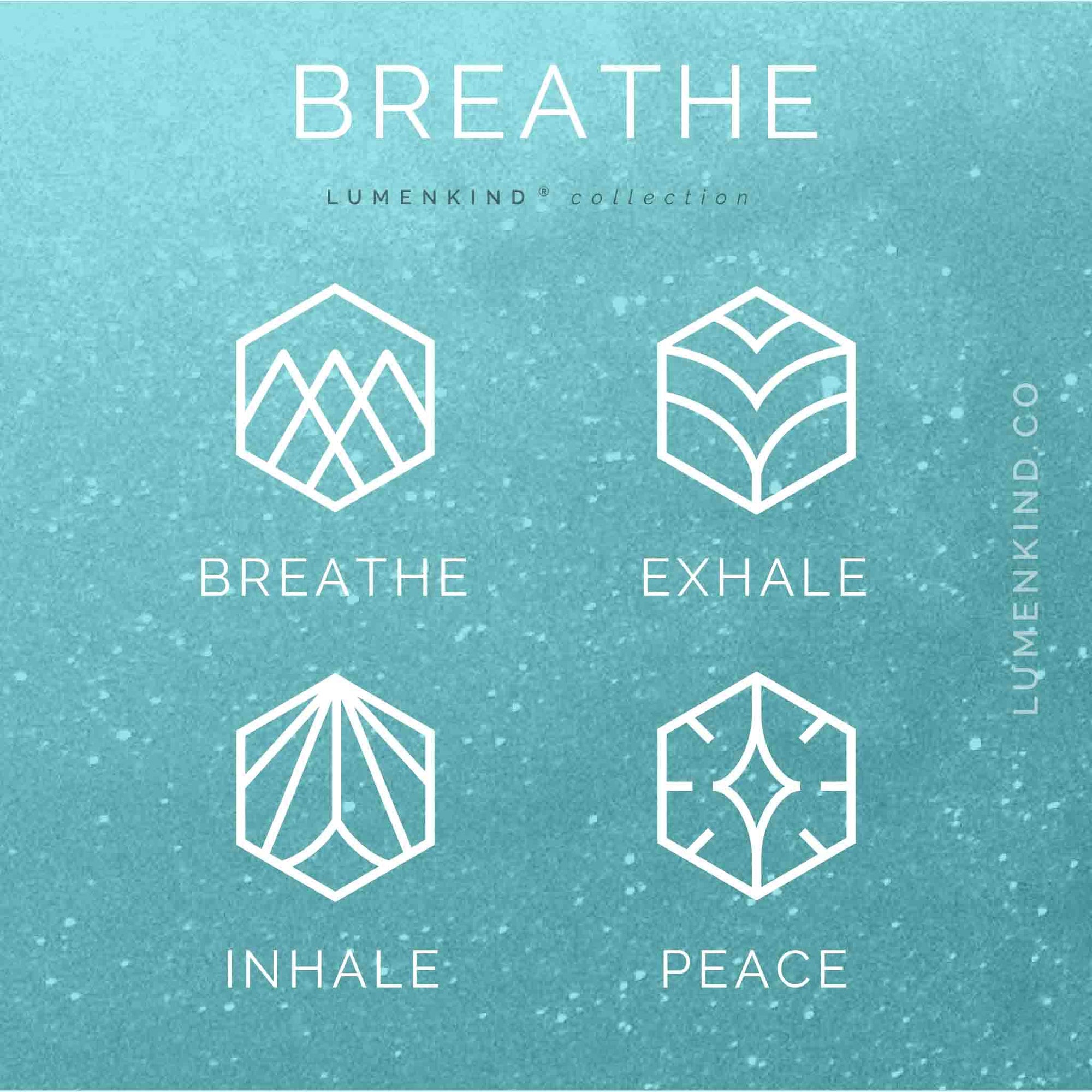 The Breathe Collection of Mindful Marks includes Breathe, Inhale, Peace, and Exhale.