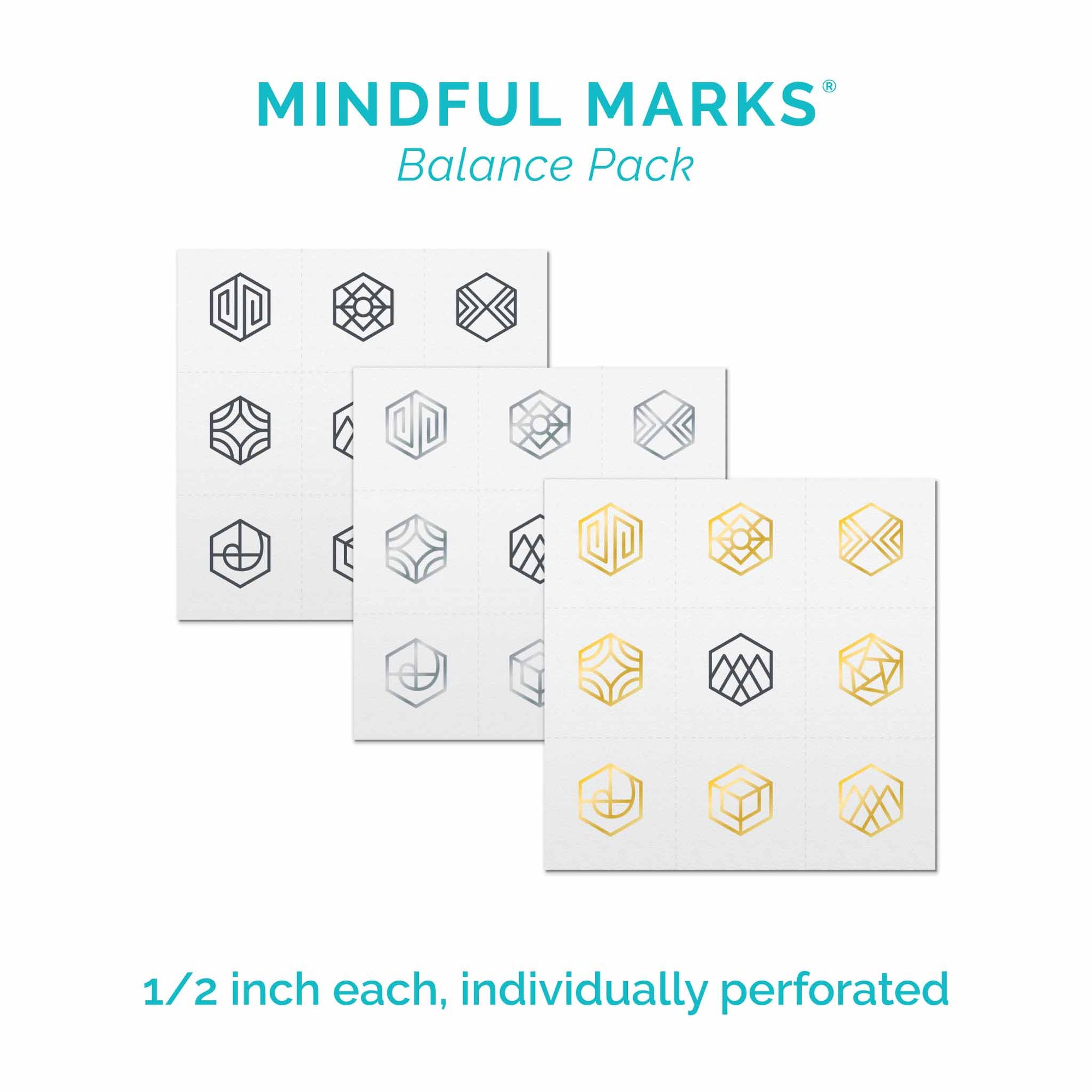 Three sheets of Mindful Marks —Balance Collection (Multi).