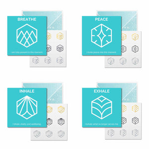 The Breathe Collection of Mindful Marks includes Breathe, Inhale, Peace, and Exhale.